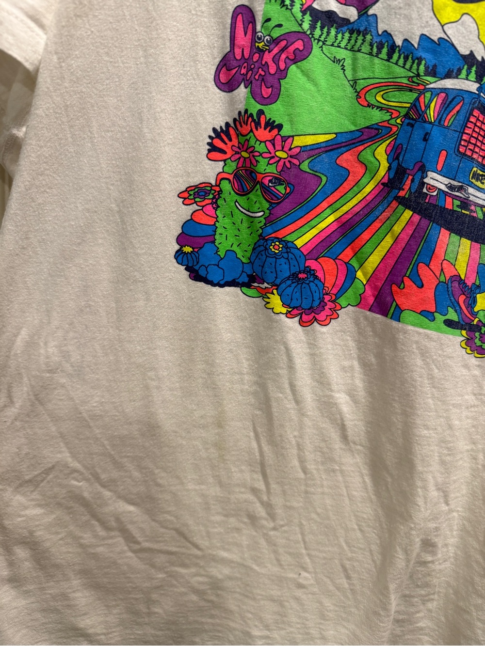 Nike The Nike Tee XXL White Colorful Graphic T-Shirt Retro Psychedelic Smiley - Picture 5 of 9